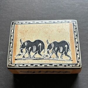 Handcrafted African soapstone Rhino Design Trinket Box